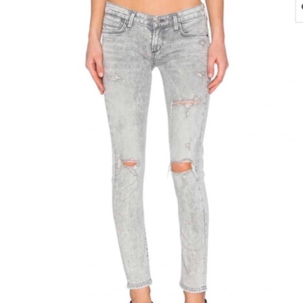 Agolde Chloe Jeans Skinny Low Rise Casual Distressed Festival Concert Gray 27